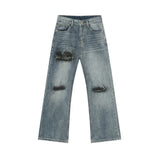 Hearujoy Summer Men's Jeans Hole Graffiti Contrast Color Menwear Straight Wide Leg Casual Male Denim Pants High Street 9C6510